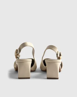 Cream Chisel Toe Slingback Court Heels