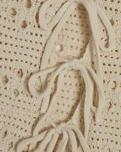 Cream Collared Crochet Cardigan