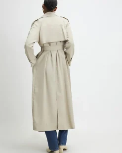 Cream Collared Long Sleeve Trench Coat