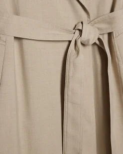 Cream Collared Long Sleeve Trench Coat
