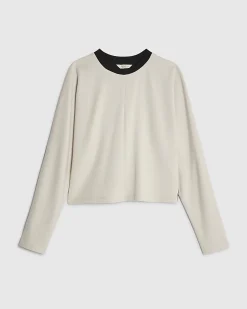 Cream Colour Block Batwing Sweatshirt