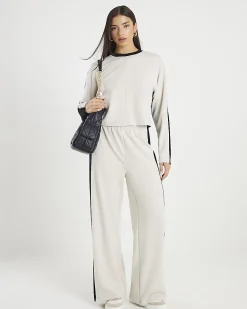 Cream Colour Block Batwing Sweatshirt