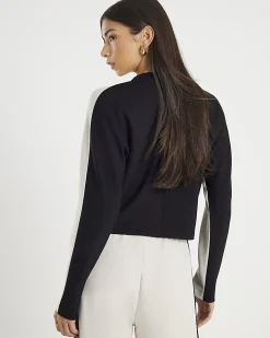 Cream Colour Block Batwing Sweatshirt