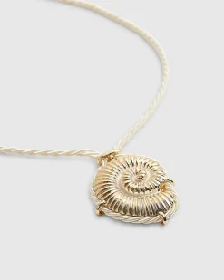 Cream Cord Ammonite Shell Necklace