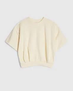 Cream Cotton Blend Bubble Sweat T-shirt