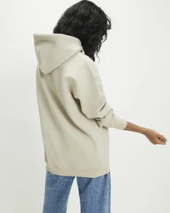 Cream Cotton Blend Long Sleeve Hoodie