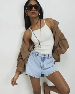 Cream Cotton Blend Tank Top