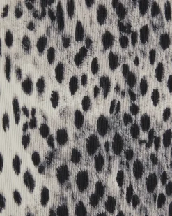 Cream Cotton Cap Sleeve Animal Print T-Shirt