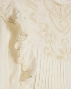 Cream Cotton Cutwork Ruffle Blouse