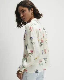 Cream Cotton Floral Long Sleeve Blouse