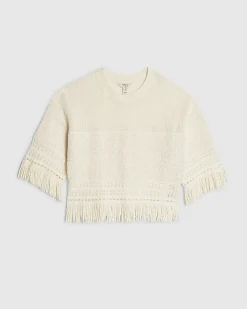 Cream Cotton Fringe Top