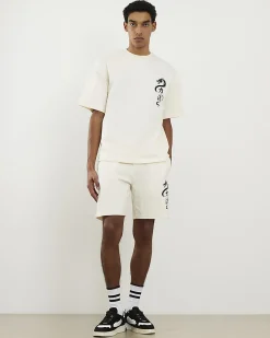 Cream Cotton Japanese T-Shirt And Shorts Set