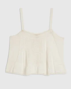Cream Cotton Lace Trim Cami