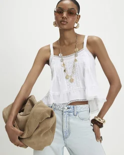 Cream Cotton Lace Trim Cami