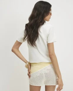 Cream Cotton Margs Embellished T-Shirt