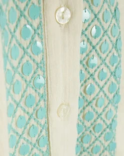 Cream Cotton Sequin Embellished Shirt