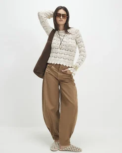 Cream Crochet Knit Boat Neck Jumper