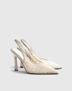 Cream Crochet Slingback Heels