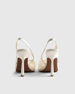 Cream Crochet Slingback Heels