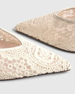 Cream Crochet Slingback Heels