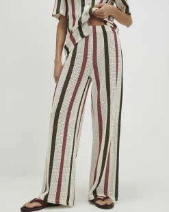 Cream Crochet Stripe Trousers