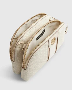 Cream Curved Top Cross Body Bag