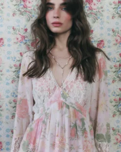 Cream Cutwork Lace Print Mini Dress