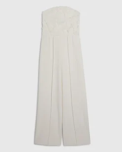 Cream 3D Flower Bandeau Jumpsuit