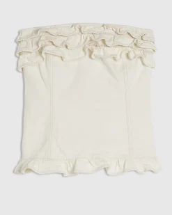 Cream Denim Frill Bandeau Top