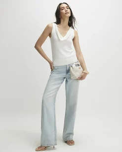 Cream Drape Neck Knitted Vest