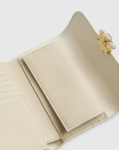 Cream Embossed Monogram Foldout Purse