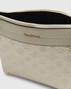 Cream Embossed Monogram Messenger Bag Bundle