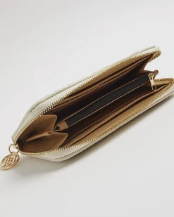 Cream Embossed Monogram Ziparound Purse