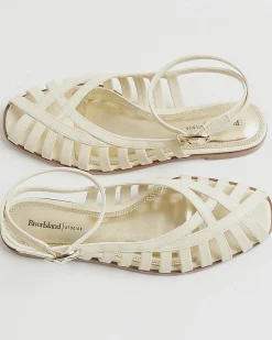 Cream Faux Leather Caged Sandals