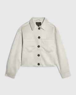 Cream Faux Suede Overshirt