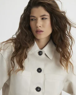 Cream Faux Suede Overshirt