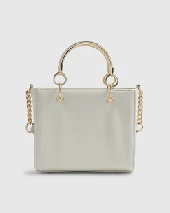 Cream Floral Applique Tote Bag