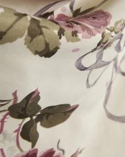 Cream Floral Asymmetric Neck Maxi Slip Dress