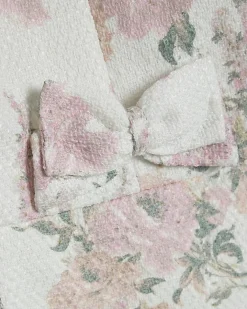 Cream Floral Bow Front Boucle Dress