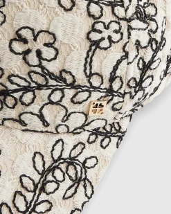Cream Floral Crochet baseball Cap