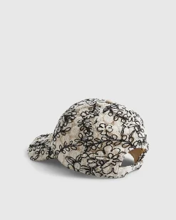 Cream Floral Crochet baseball Cap