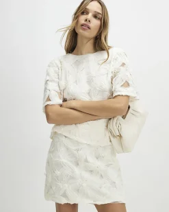 Cream Floral 3D Mini Skirt