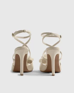 Cream Floral Heeled Sandals