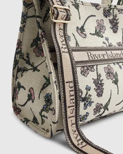 Cream Floral Jacquard Tote Bag