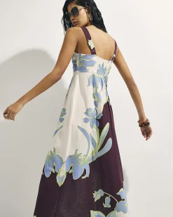 Cream Floral Midi Dress