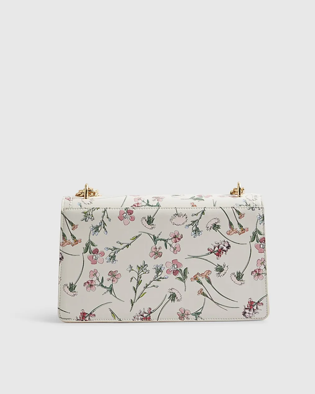 Cream Floral Panelled Shoulder Bag