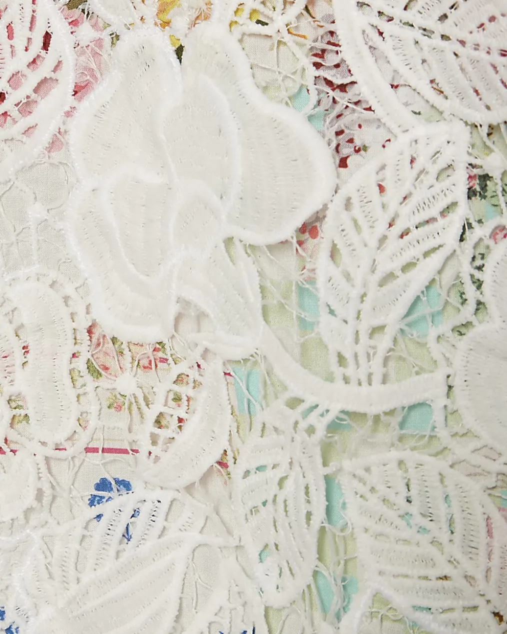 Cream Floral Patchwork Print Cotton Shirt