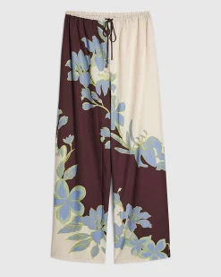 Cream Floral Wide Leg Beach Trousers