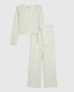 Cream Floral Wrap Pyjama Set