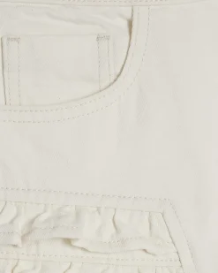 Cream Frill Hotpant Denim Shorts